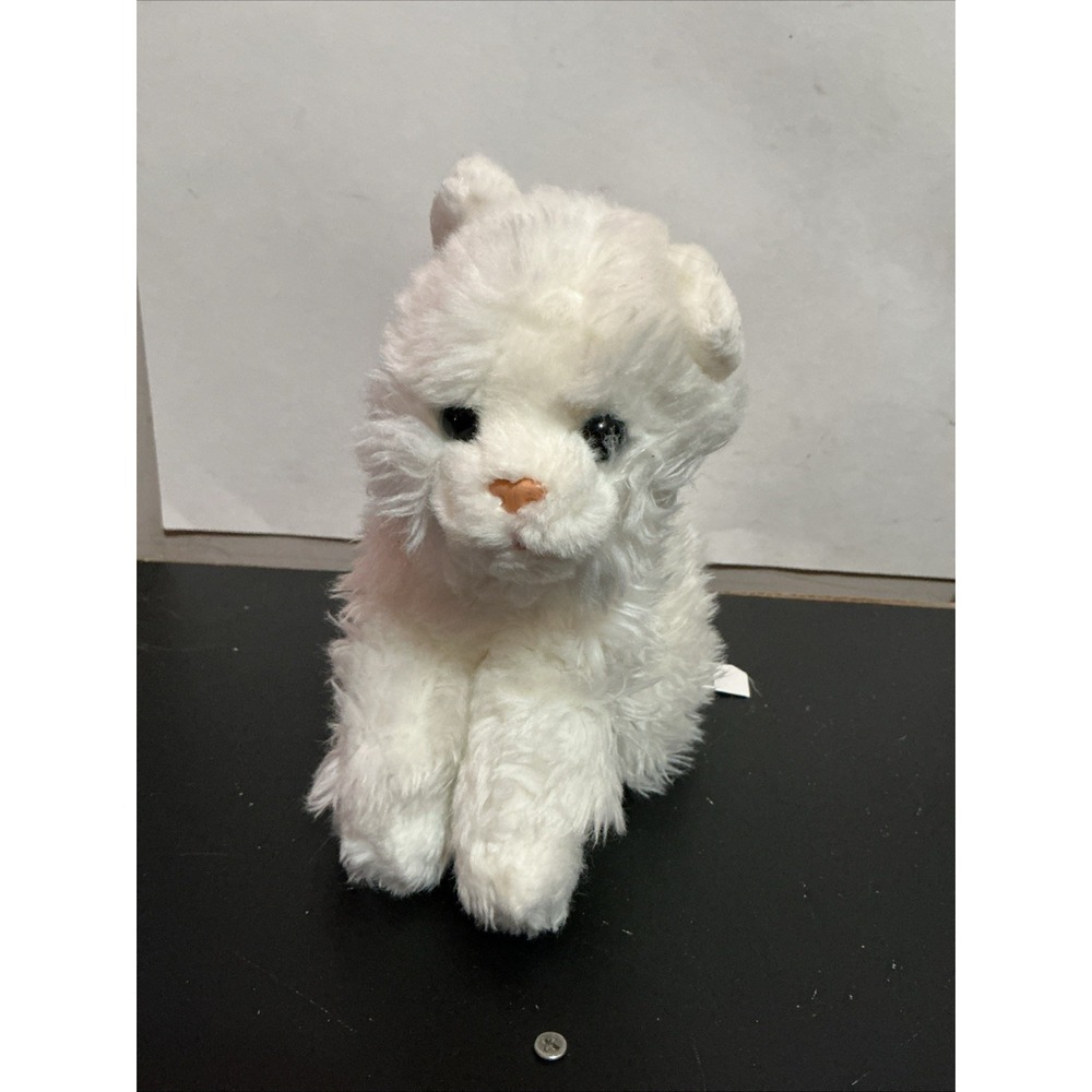 Vintage Animal Alley 2000 Y2k White Longhair Kitty Cat Blue Eyes Plush 7”